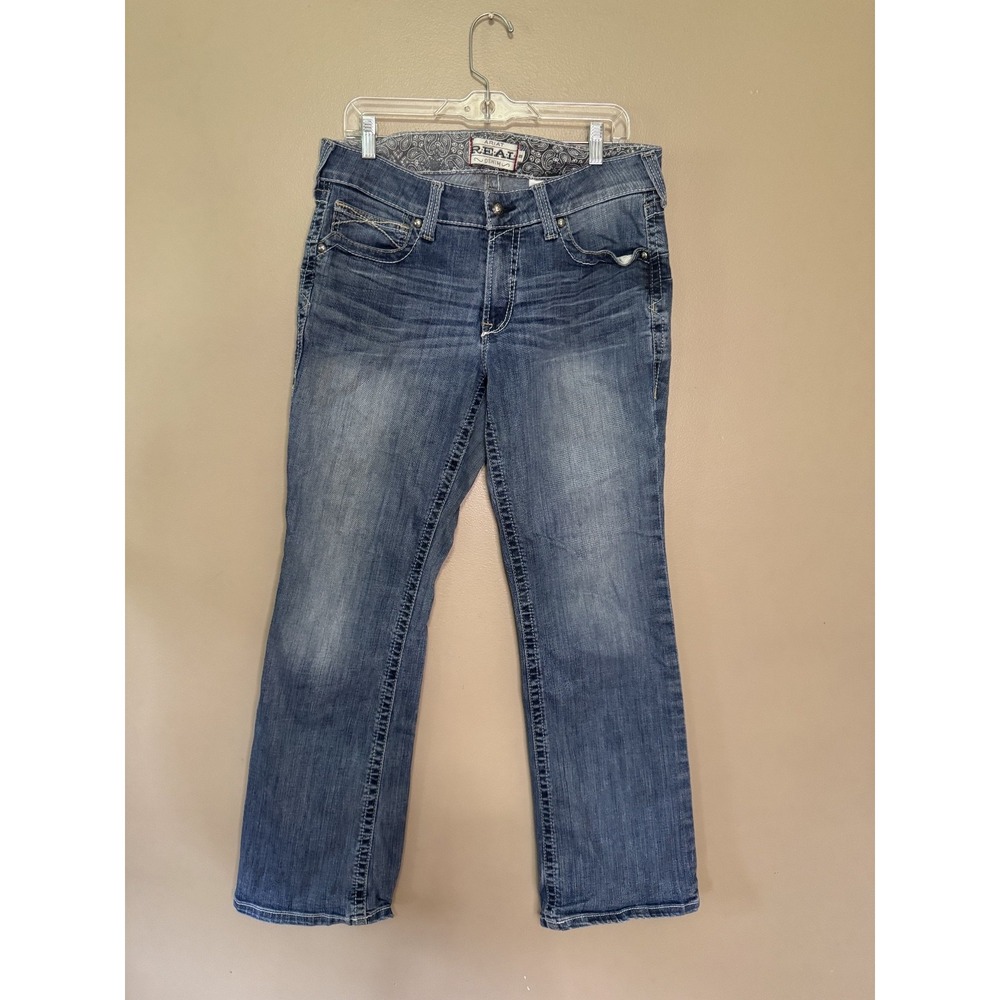 Ariat REAL Jeans Womens Mid Rise Straight  Stone Wash Western Size 32 Regular